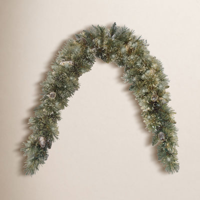 The Holiday Aisle® 6 ft. Glittery Bristle Pine Mantel Swag with Clear Lights