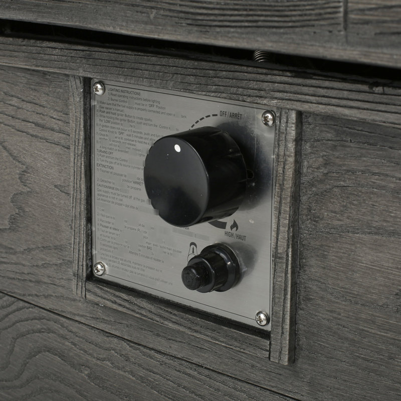 Foyer au propane gris en bois de 56 po, 50 000, béton - Up Your Outdoor Nights Pit