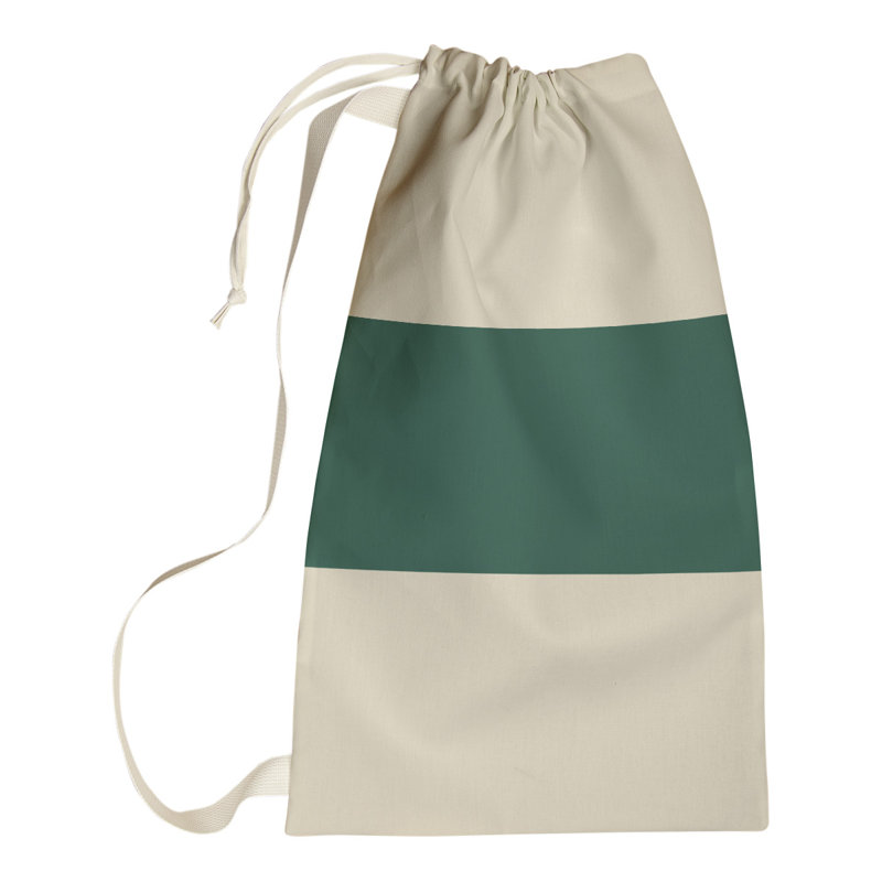 Fabric Laundry Bag with Handles, 29" H x 18" W x 1.5" D, Minnesota Wheat/Forest Green/Minnesota Wheat