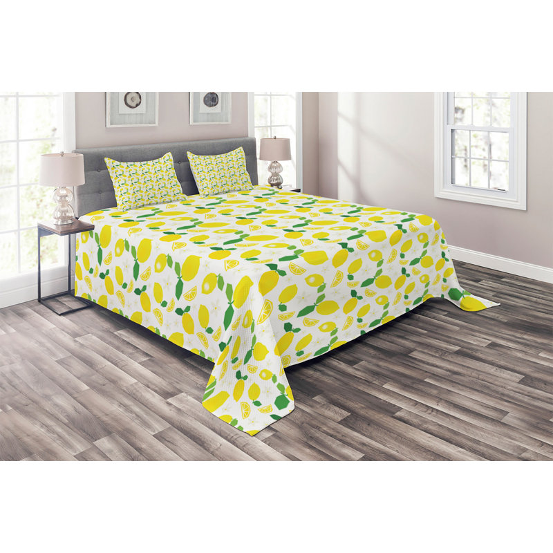Polyester Floral Coverlet, King Bedspread + 2 Shams, Orange Leaf