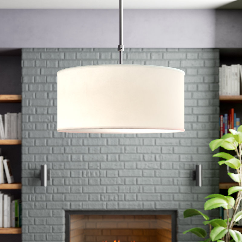 Kasey 3 - Light Nickel Unique/Statement Pendant, 10" H x 24" W x 24" D, White