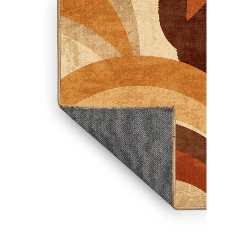 Tapis arc-en-ciel moelleux moelleux à capuchon Art Deco brun clair - reliure brun clair, 5 x 8