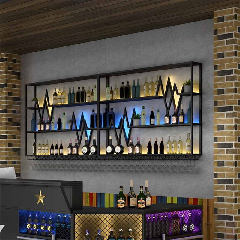 Soundwave Wall Mounted Wine Rack, 47.2" H x 94.4" W x 7.8" D