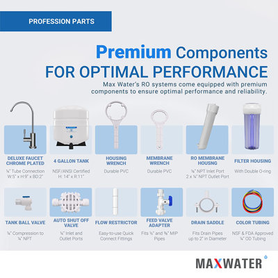 Système de purification de l'eau à 11 étapes pour la filtration de l'eau par osmose inversée 50 GPD - pH alcalin