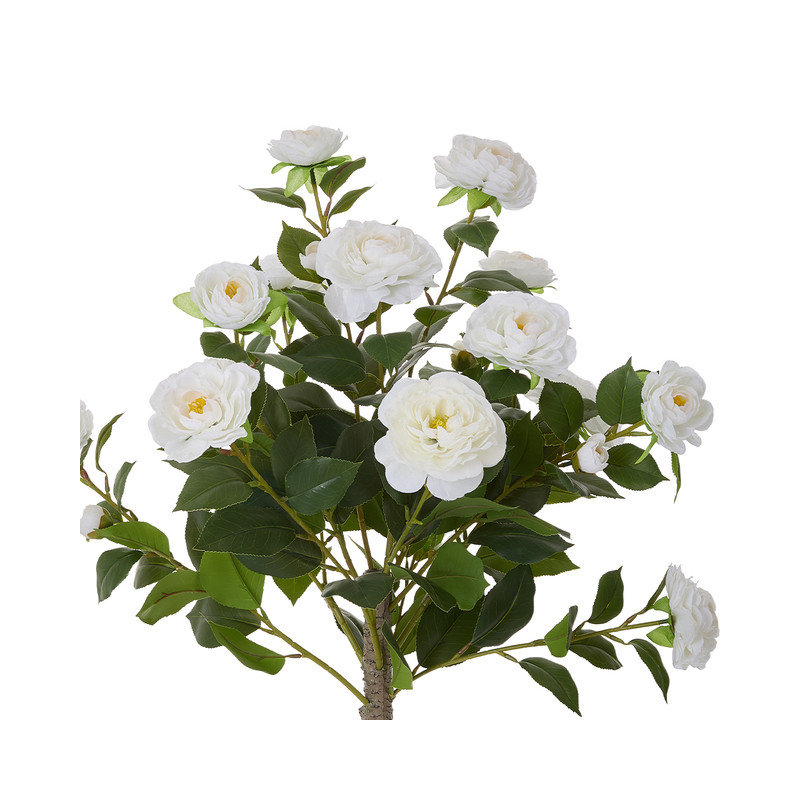 110cm Faux Camellia Tree in Pot, White