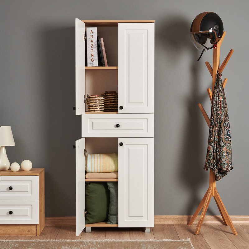 Stodola 4 Door Solid + Manufactured Wood Wardrobe
