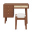 Bureau de coiffeuse d'inspiration rétro avec tiroir rectangulaire en rotin et prise de charge