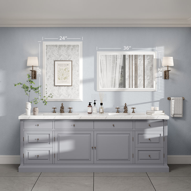 Miroir de meuble-lavabo mural Molly, 36 po x 24 po, Blanc