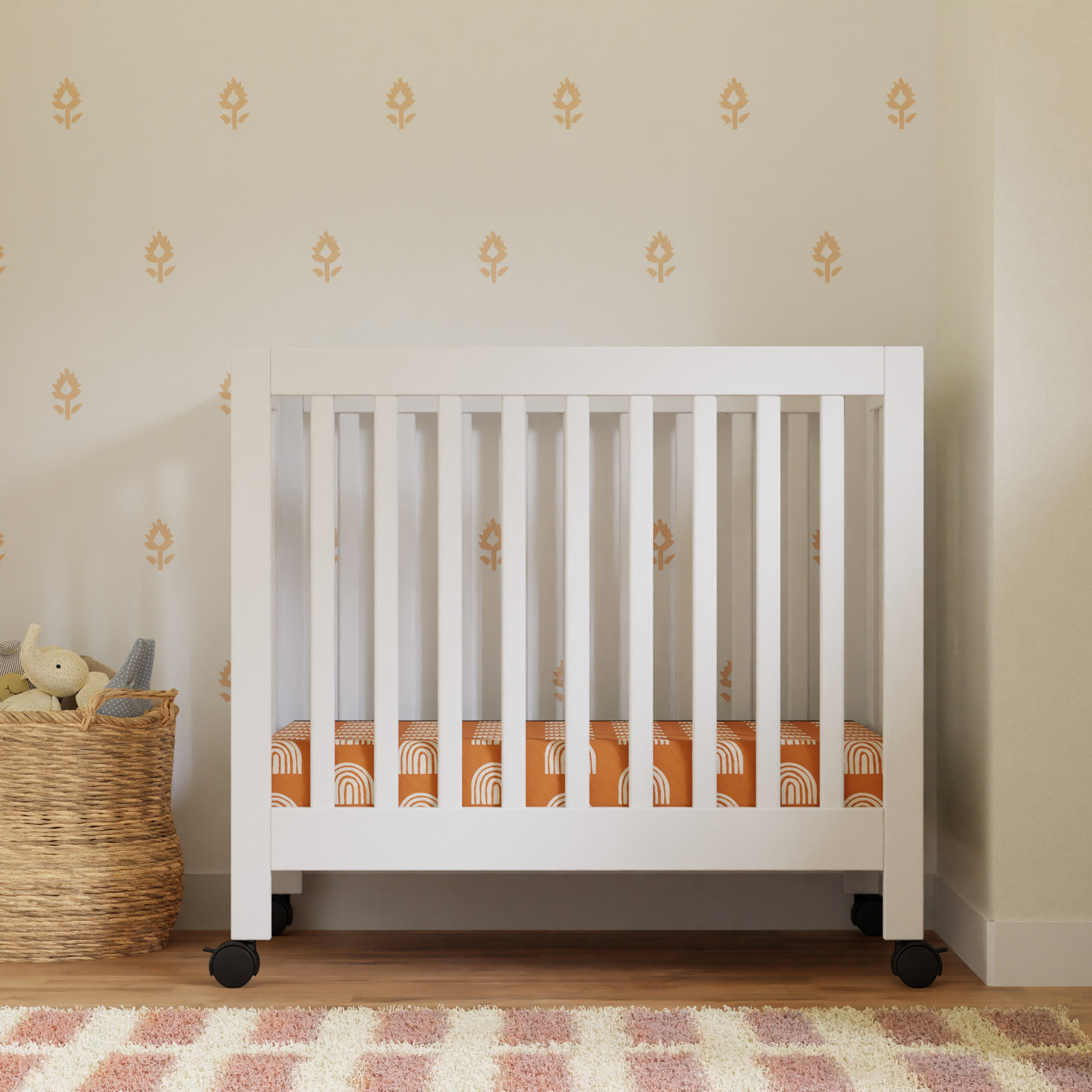 Origami Pine Foldable Portable Crib, White