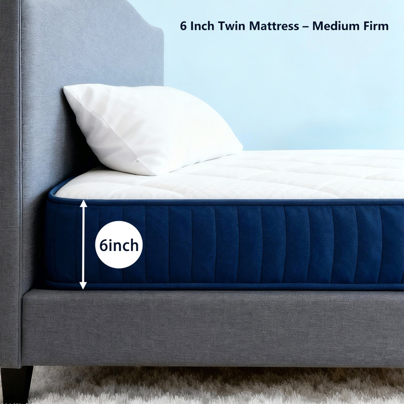 6 Inch Twin Hybrid Mattress, Medium Firm Bed Mattress in a Box for Kids, Teen & Guest Room - CertiPUR-US Certified Foam - 100-Night Trial