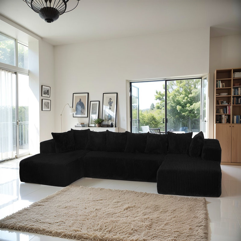 130" W Modular U-Shaped Sofa, With No Assembly Required Sofa, With Reversible Design And Freely Configurable Layout