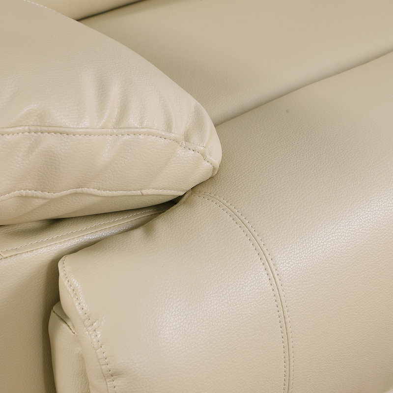 Leather-Air Recliining  Sofa, Beige Leather