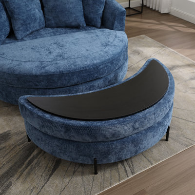 Upholstered Barrel Chair With Ottoman