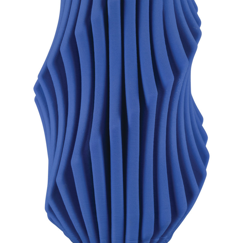 Blue Pleat Medium Vase, 13.75" H x 6.75'' W x 6.75'' D