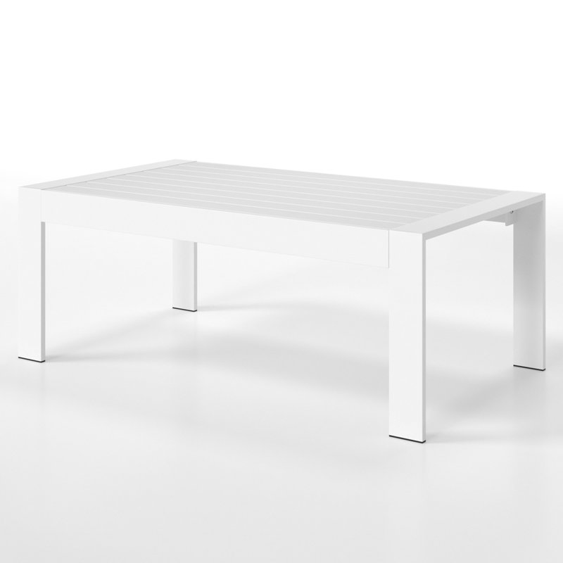 Table basse d'extérieur toutes saisons en aluminium (seulement la table incluse), Blanc