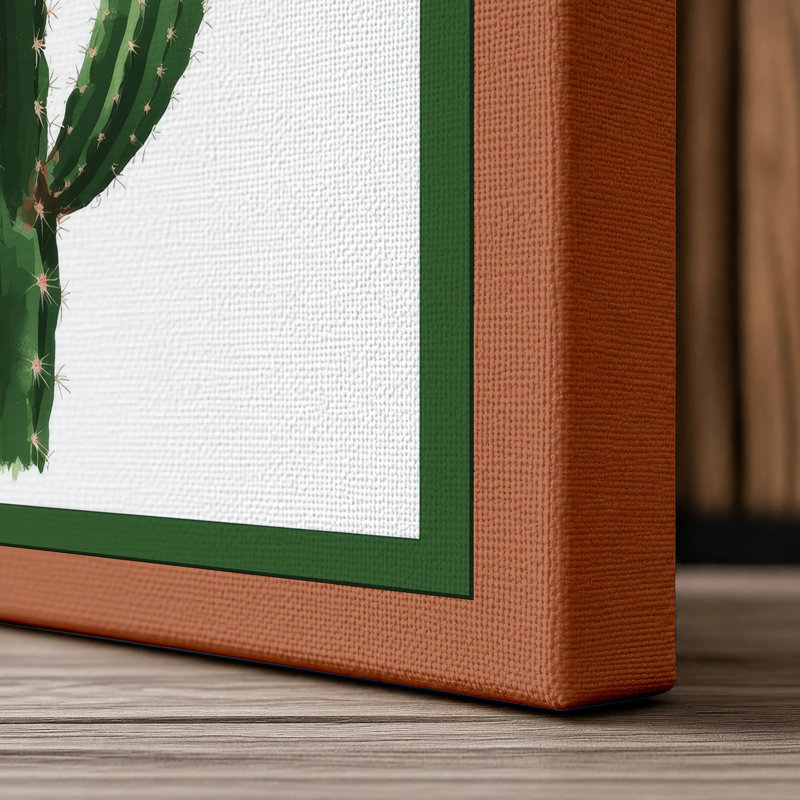 Saguaro Specimen Botanical - Wrapped Canvas, 24x16 - 61.0 x 40.6 cm, Terracotta Border
