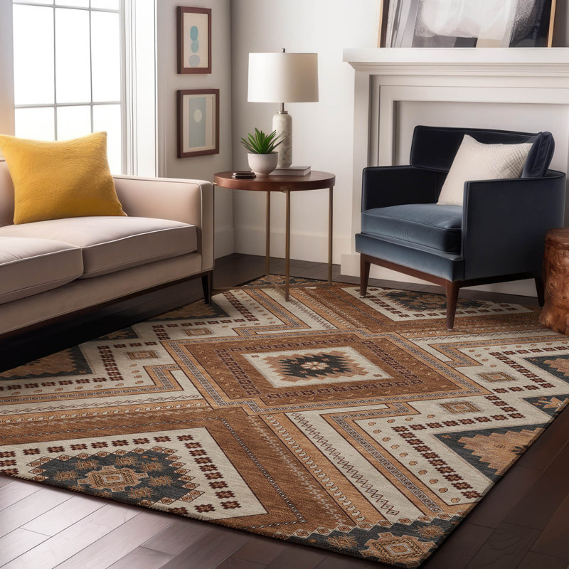 Tapis tribal Guada AMF1010 lavable à la machine de qualité supérieure, Rectangle 9 pi x 12 pi