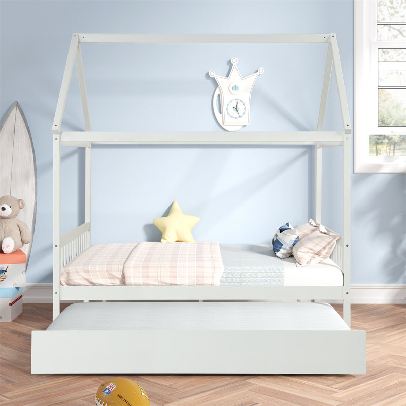  Eliud House Full Bed With Trundle, White