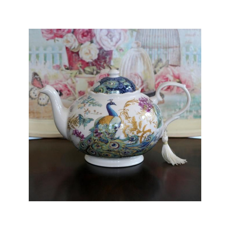 Théière en porcelaine peacock Lathan