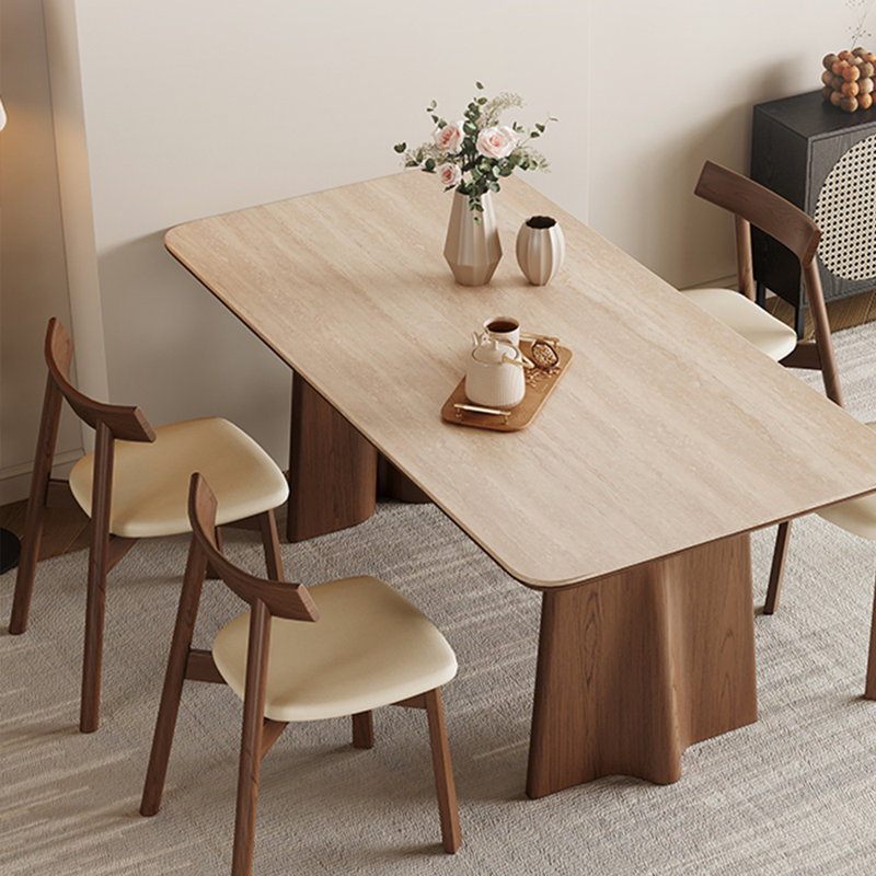 Retro and simple rectangular dining table, 29.52"H x 55.11"L x 31.49"W