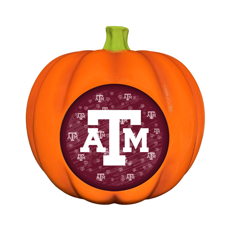 Décoration citrouille en résine avec logo DEL 3D NCAA Texas A&M | 25 cm