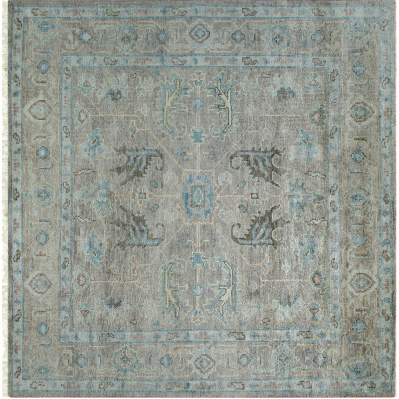 Ivory Hand-Knotted Wool Faded Serenity Classic Traditional Modern Contemporary Carpet Rug, 9' x 12'
