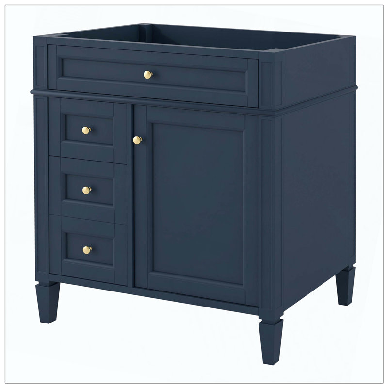 Meuble-lavabo 2 tiroirs Modern, Bleu, Nickel brossé