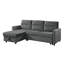 Canapé-lit modulaire réversible en velours gris foncé de 81,5 po avec méridienne de rangement et poche latérale Ivy-121104898