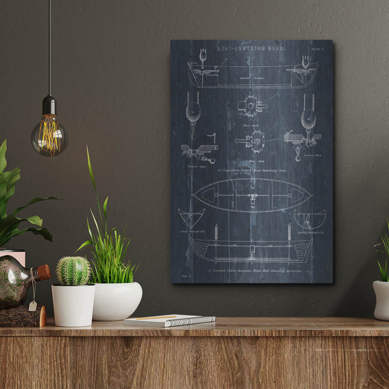  'Boat Launching Blueprint 2' by Wild Apple Portfolio Metal Wall Art, 12" x 16", 16" H x 12" W
