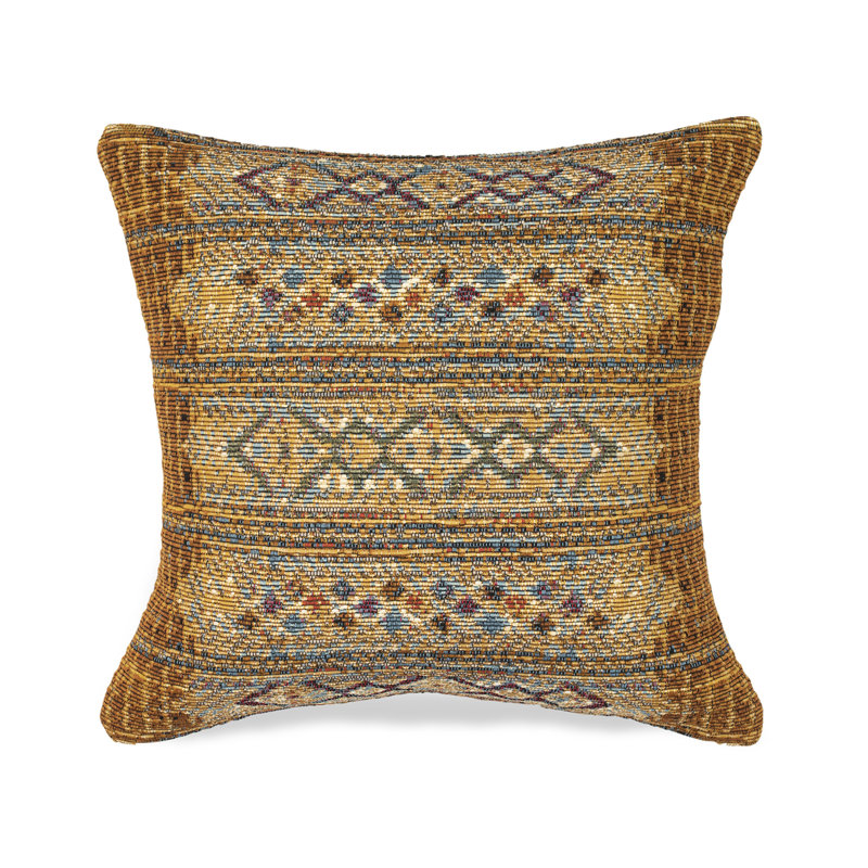 Geometric Outdoor Throw Pillow, Gold, 18"H x 18"W