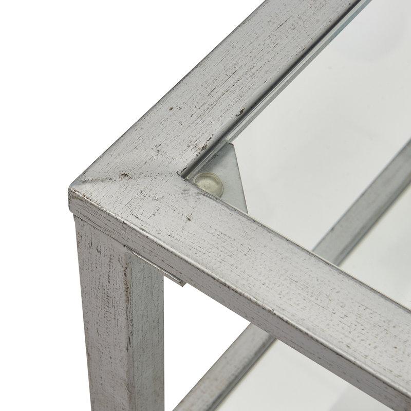 Maddox Rectangular Silver Glass and Metal Coffee Table