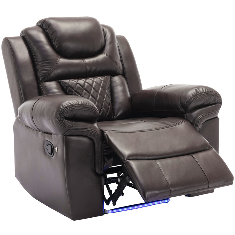 Fauteuil inclinable manuel de cinéma maison avec bande lumineuse à DEL pour le salon, la chambre à coucher, Brun