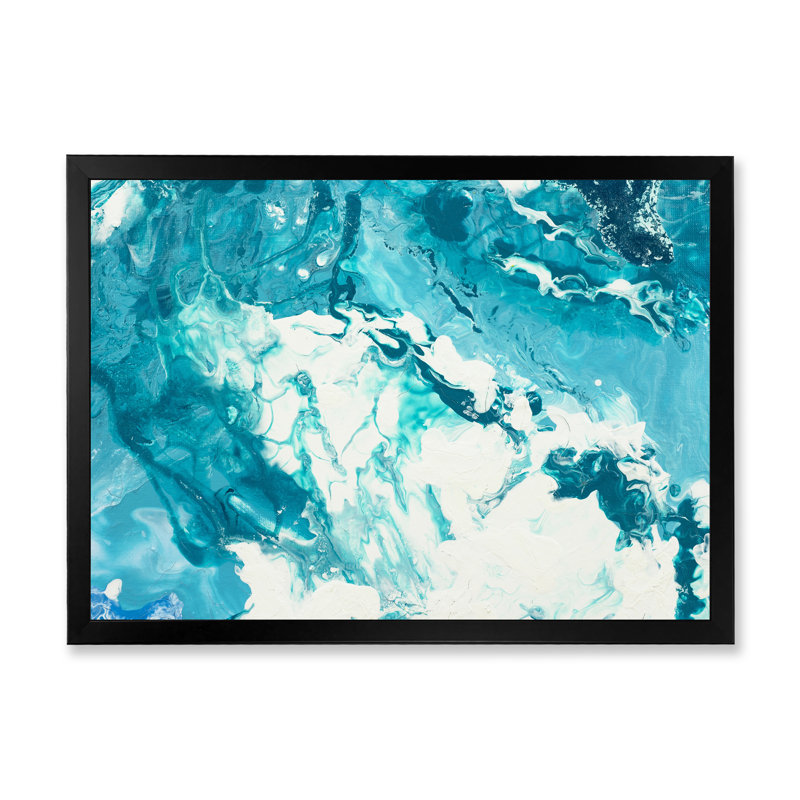 «White Clouds on Blue Marble II», peinture sur toile, H 30 po x l 40 po x P 1,5 po, Cadre d'angle fermé noir