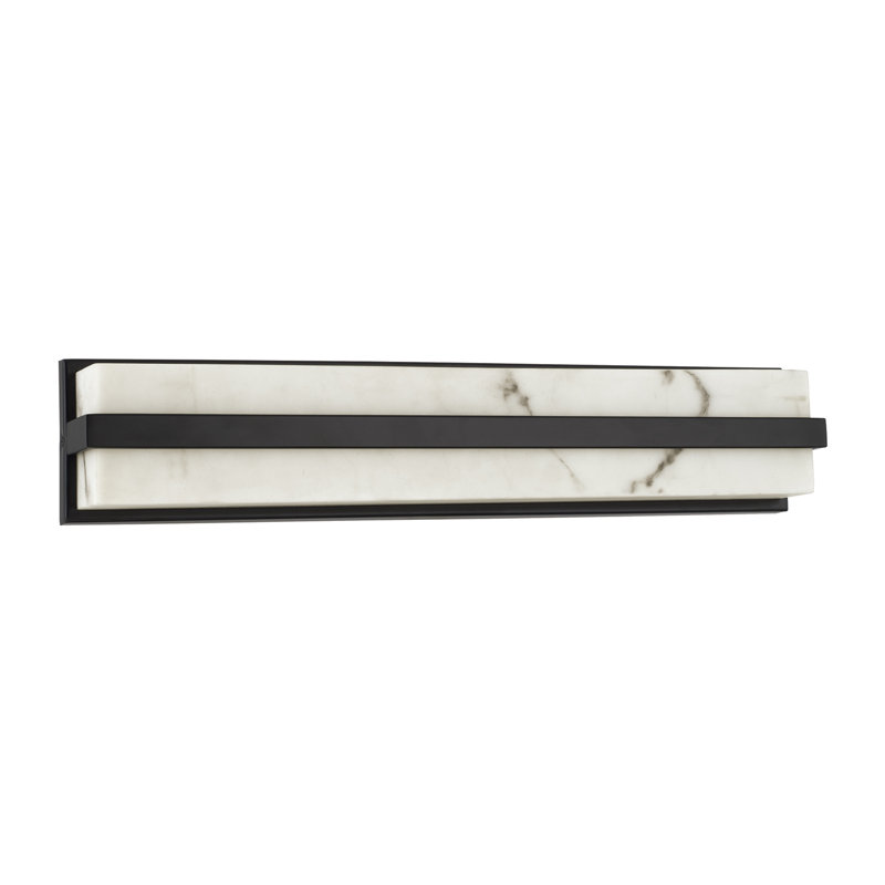 4.75" W x 24" H ADA Integrated LED Vanity Bath Bar in Matte Black with Alabaster Glass, Matte Black