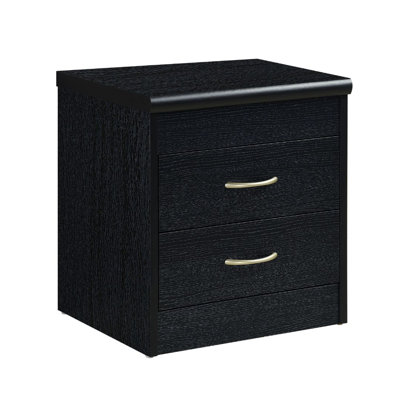 2-Drawer Wood Nightstand 17 inch Wide Bedside Table for Small Space with Storage, 