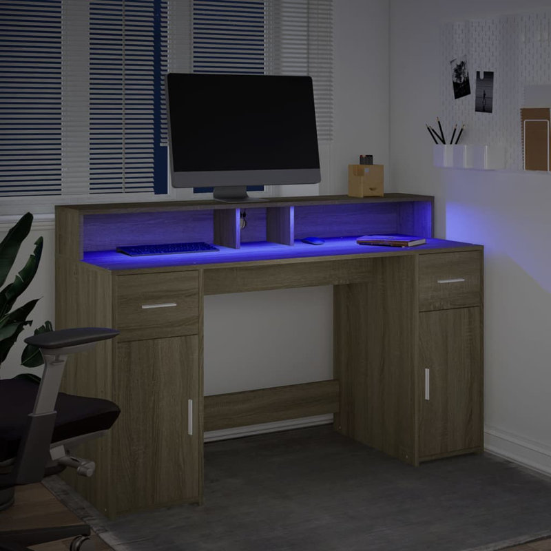 Computer Desk, Sonoma/Oak, 91cm H x 140cm W x 55cm D