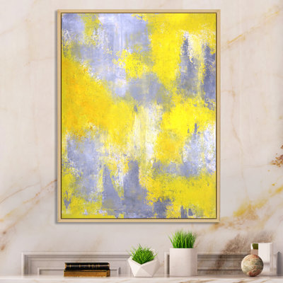 Gray and Yellow Merging Abstract X - Painting on Canvas