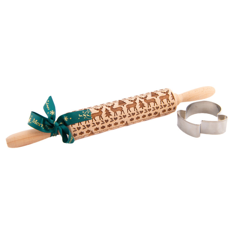 Ensemble de cuisson pour mitaines de Noël et rouleau à pâtisserie 2 pièces