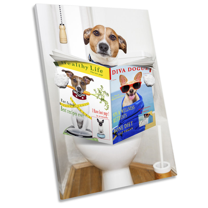 Jack Russell Terrier Toilet Picture - Wrapped Canvas Art Prints, 45.7cm H x 30.5cm W x 2cm D