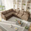 Canapé-lit modulaire réversible moderne en L à 6 places avec couchette coulissante, port USB avec poches de rangement-129990777