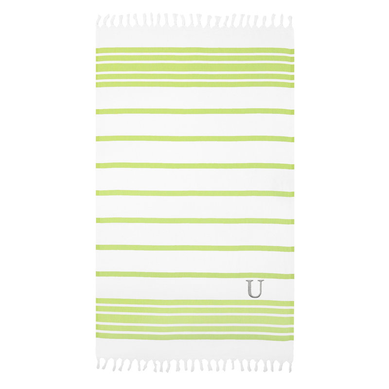 Serviette de plage 100% coton à chevrons, Bleu royal / marine, U