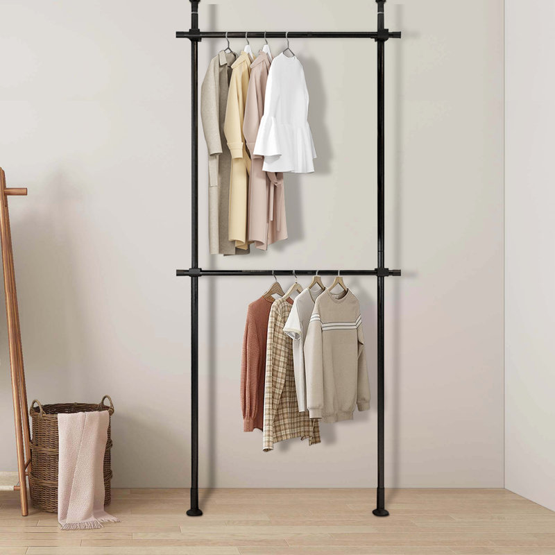 Rebrilliant Amlcar 2-Tier Metal Adjustable Clothes Rack & Reviews | Wayfair