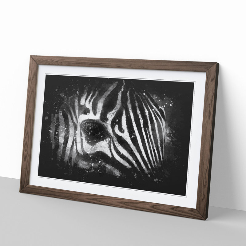 Zebra Vol.1 Paint Splash - Picture Frame Graphic Art, Walnut, 65cm H x 90cm W x 2cm D