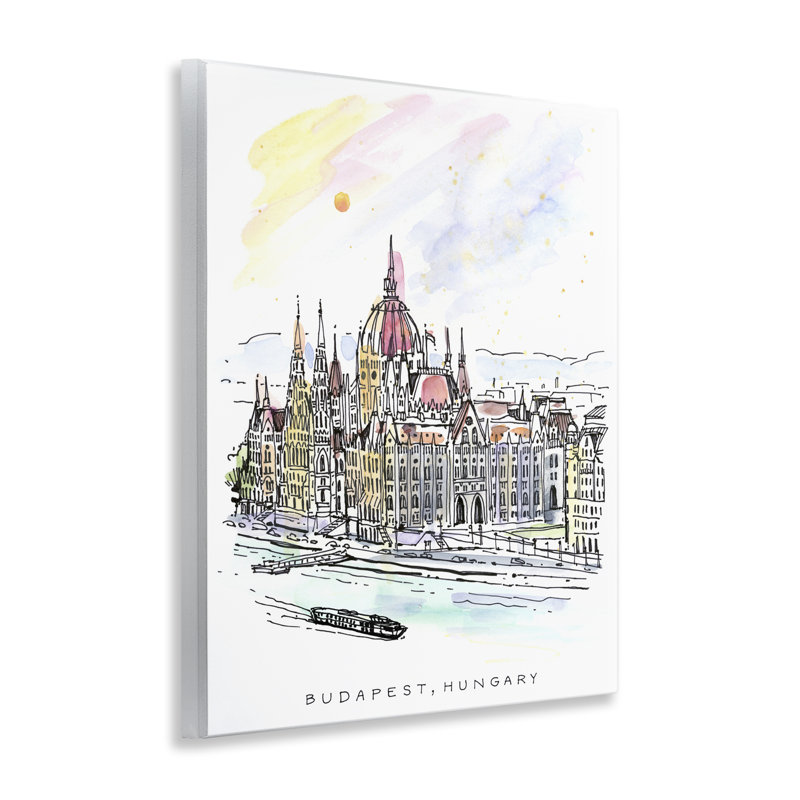 Plaque murale Minimal Budapest Skyline, design par Angela Steahling