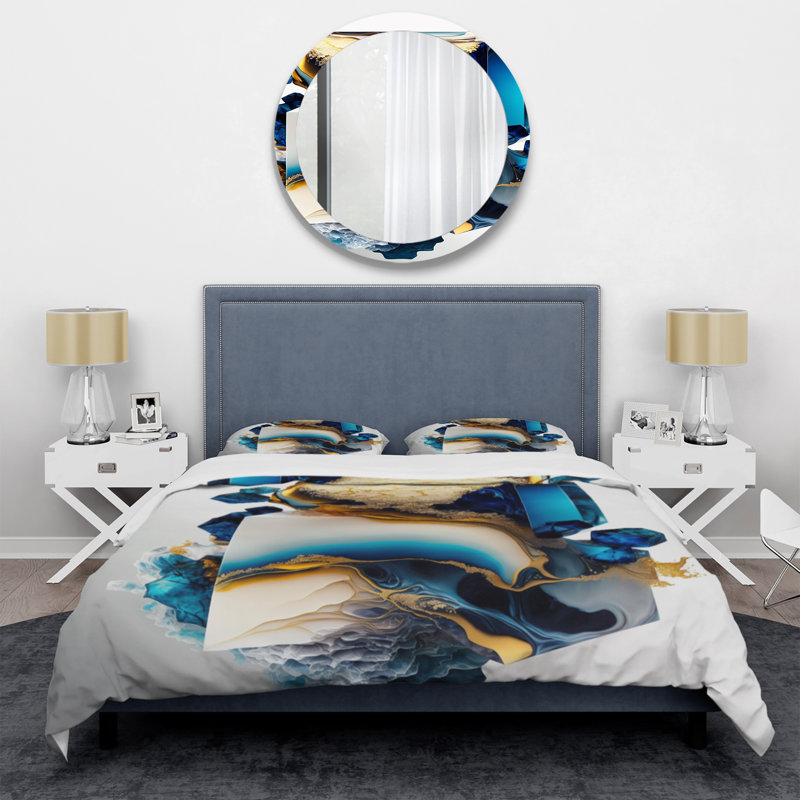 Forme géométrique abstraite - ensemble de housse de couette moderne - polyester microfibre
