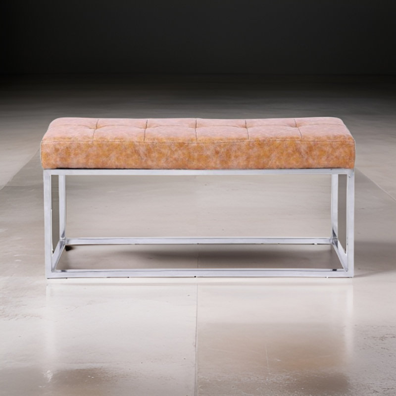 Banc rembourré en velours Chepstow, Brun clair, Argent