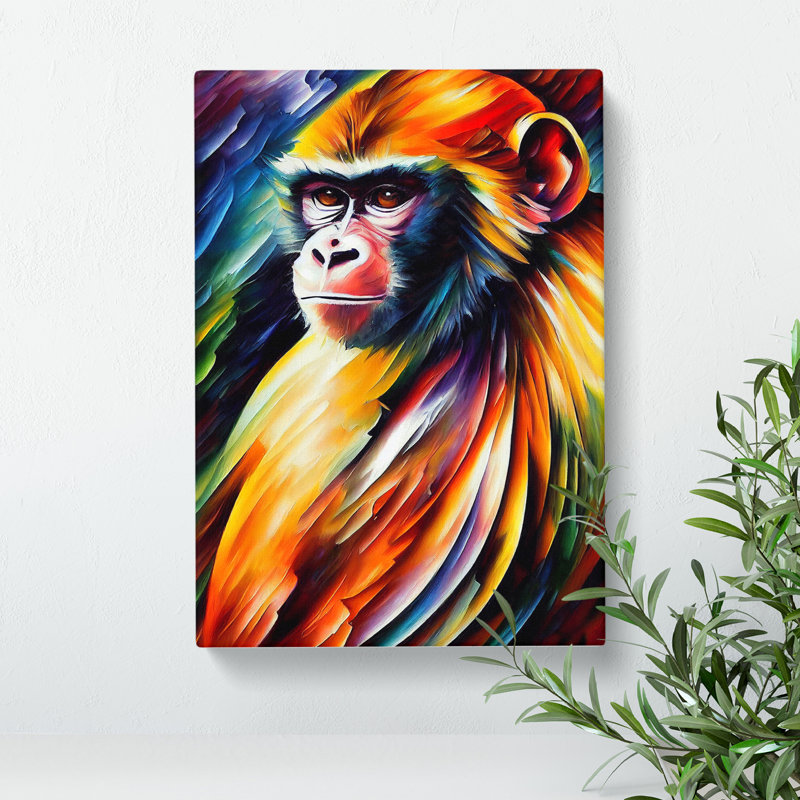 Monkey Portrait No.3 - Wrapped Canvas, 50cm H x 35cm W x 3cm D