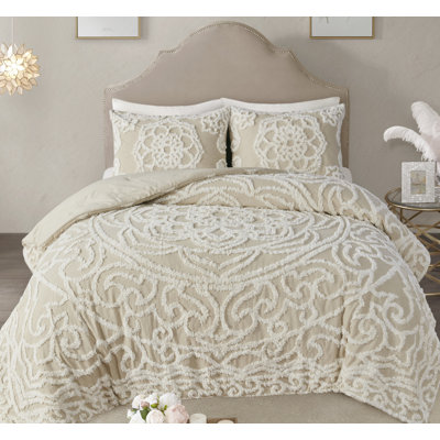 Ensemble d'édredon en chenille de coton touffeté à motif de médaillon Laetitia