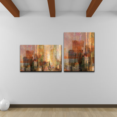 'Abstract' 2 Piece Wrapped Canvas Gallery Wall Set on Canvas