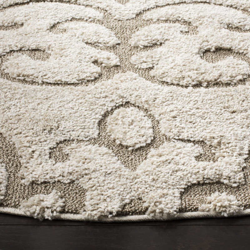 Blaris Shag Performance Damask Rug, Round 5'